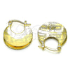 Argolla Pequeña 5.149.040.20 Oro Laminado, Diseño de Llave Griega, Diamantado, Tono Dorado