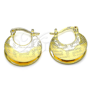 Argolla Pequeña 5.149.040.20 Oro Laminado, Diseño de Llave Griega, Diamantado, Tono Dorado