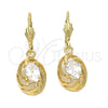 Arete Colgante 5.073.010 Oro Laminado, Diseño de Sol, con Blanca Zirconia Cubica, Pulido, Tono Dorado