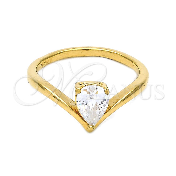Anillo Solitario 120.044.06 Oro Laminado, con Blanca Zirconia Cubica, Pulido, Tono Dorado (Size 6)