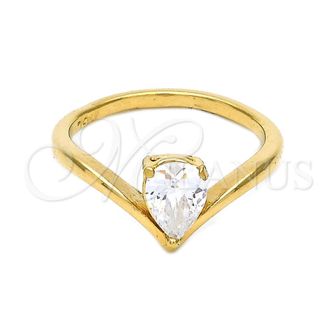 Anillo Solitario 120.044.06 Oro Laminado, con Blanca Zirconia Cubica, Pulido, Tono Dorado (Size 6)