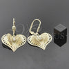 Arete Colgante 5.064.015 Oro Laminado, Diseño de Corazón, con Blanca Zirconia Cubica, Diamantado, Tono Dorado