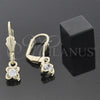 Arete Colgante 5.073.012 Oro Laminado, Diseño de Flor, con Blanca Zirconia Cubica, Pulido, Tono Dorado