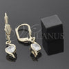 Arete Colgante 5.083.012 Oro Laminado, con Blanca Zirconia Cubica, Pulido, Tono Dorado