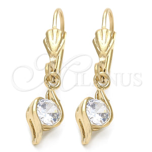 Arete Colgante 5.083.012 Oro Laminado, con Blanca Zirconia Cubica, Pulido, Tono Dorado