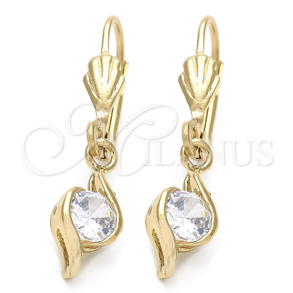 Arete Colgante 5.083.012 Oro Laminado, con Blanca Zirconia Cubica, Pulido, Tono Dorado