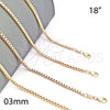 Gargantilla Basica 5.222.037.18 Oro Laminado, Diseño de Box, Pulido, Tono Dorado (03 MM Thickness, 18 Inches Length)