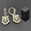 Arete Colgante 5.109.009 Oro Laminado, con Blanca Zirconia Cubica, Diamantado, Tono Dorado