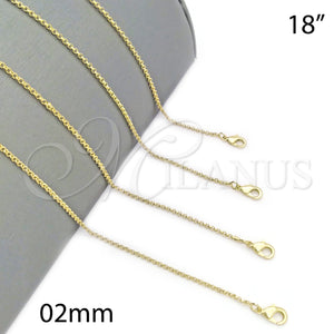 Gargantilla Basica 5.223.023.2.18 Oro Laminado, Diseño de Rolo, Pulido, Tono Dorado (0.50 Gauge, 02 MM Thickness, 18 Inches Length)