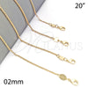 Gargantilla Basica 5.223.023.20 Oro Laminado, Diseño de Rolo, Pulido, Tono Dorado (0.50 Gauge, 02 MM Thickness, 20 Inches Length)