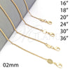 Gargantilla Basica 5.223.023.20 Oro Laminado, Diseño de Rolo, Pulido, Tono Dorado (0.50 Gauge, 02 MM Thickness, 20 Inches Length)