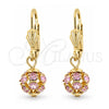Arete Colgante 5.120.020 Oro Laminado, Diseño de Bola, con Blanca Zirconia Cubica, Pulido, Tono Dorado