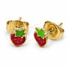 Arete Dormilona 5.126.088 *PROMO* Oro Laminado, Diseño de Fresa, Esmaltado Rojo, Tono Dorado