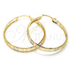 Argolla Grande 02.32.0281 Oro Laminado, Diseño de File, Diamantado, Tres Tonos