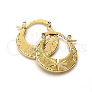 Argolla Pequeña 02.63.0479 Oro Laminado, Diseño de File, Diamantado, Tono Dorado