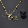 Rosario Mediano 5.212.010.16 Oro Laminado, Diseño de Virgen Maria y Cruz, Esmaltado, Tono Dorado