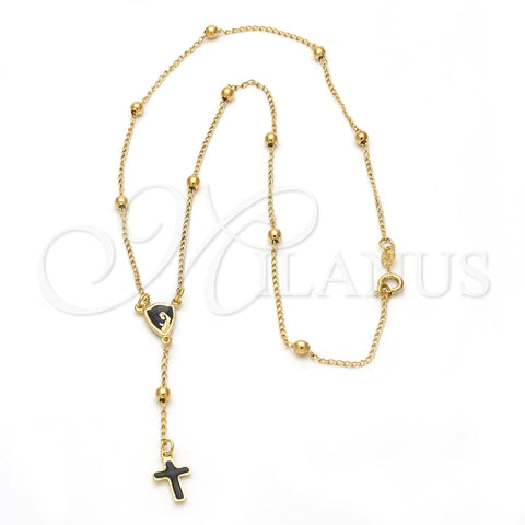 Rosario Mediano 5.212.010.18 Oro Laminado, Esmaltado Negro, Tono Dorado