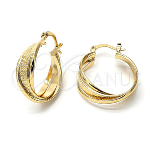 Argolla Pequeña 5.154.030 Oro Laminado, Diseño de Torcido y Llave Griega, Diamantado, Tono Dorado
