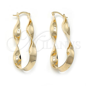 Argolla Grande 5.158.007 Oro Laminado, Diseño de Torcido, Pulido, Tono Dorado