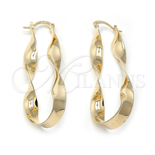 Argolla Grande 5.158.007 Oro Laminado, Diseño de Torcido, Pulido, Tono Dorado