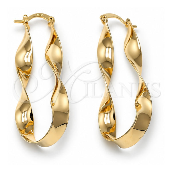 Argolla Grande 5.158.007 Oro Laminado, Diseño de Torcido, Pulido, Tono Dorado
