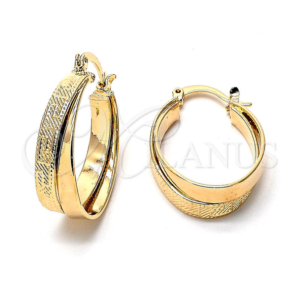 Argolla Pequeña 5.144.019 Oro Laminado, Diseño de Llave Griega, Diamantado, Tono Dorado