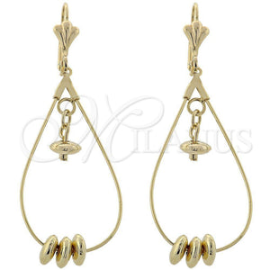 Arete Largo 02.32.0287 Oro Laminado, Diseño de Gota, Pulido, Tono Dorado