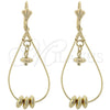 Arete Largo 02.32.0287 Oro Laminado, Diseño de Gota, Pulido, Tono Dorado