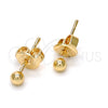 Arete Dormilona 5.128.007 Oro Laminado, Diseño de Bola, Pulido, Tono Dorado