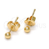 Arete Dormilona 5.128.007 Oro Laminado, Diseño de Bola, Pulido, Tono Dorado