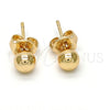 Arete Dormilona 5.128.009 Oro Laminado, Diseño de Bola, Pulido, Tono Dorado