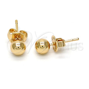 Arete Dormilona 5.128.009 Oro Laminado, Diseño de Bola, Pulido, Tono Dorado