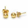 Arete Dormilona 5.128.009 Oro Laminado, Diseño de Bola, Pulido, Tono Dorado