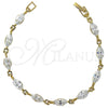 Pulsera Elegante 5.029.002 Oro Laminado, Diseño de Oja, con Blanca Zirconia Cubica, Pulido, Tono Dorado (05 MM Thickness, 7 Inches Length)