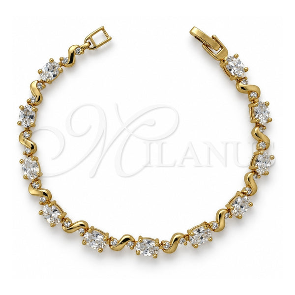Pulsera Tennis 5.027.003 Oro Laminado, con Blanca Zirconia Cubica, Pulido, Tono Dorado (05 MM Thickness, 7 Inches Length)