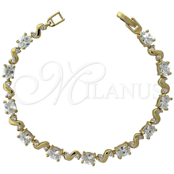 Pulsera Tennis 5.027.003 Oro Laminado, con Blanca Zirconia Cubica, Pulido, Tono Dorado (05 MM Thickness, 7 Inches Length)