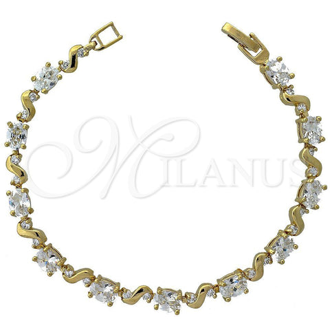 Pulsera Tennis 5.027.003 Oro Laminado, con Blanca Zirconia Cubica, Pulido, Tono Dorado (05 MM Thickness, 7 Inches Length)
