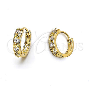 Argolla Huggie 5.131.035 Oro Laminado, con Blanca Zirconia Cubica, Pulido, Tono Dorado