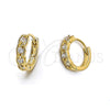 Argolla Huggie 5.131.035 Oro Laminado, con Blanca Zirconia Cubica, Pulido, Tono Dorado