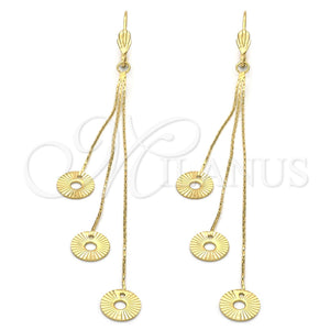 Arete Largo 02.63.0621 Oro Laminado, Diamantado, Tono Dorado