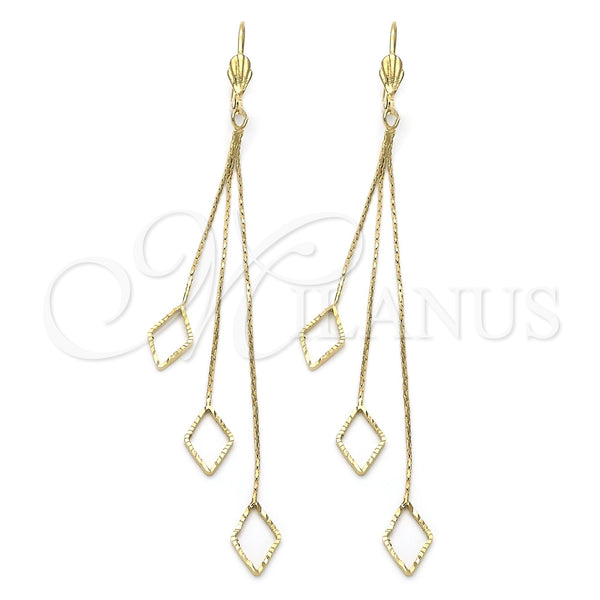 Arete Largo 02.63.0624 Oro Laminado, Diamantado, Tono Dorado