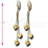 Arete Largo 02.63.0627 Oro Laminado, Diseño de Corazón y Long Box, Diamantado, Tono Dorado