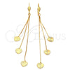 Arete Largo 02.63.0627 Oro Laminado, Diseño de Corazón y Long Box, Diamantado, Tono Dorado