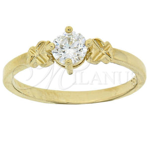 Anillo Multi Piedra 5.166.031.06 Oro Laminado, Diseño de Solitario, con Blanca Zirconia Cubica, Diamantado, Tono Dorado (Size 6)