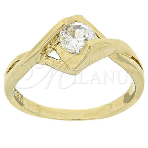 Anillo Multi Piedra 5.166.024.06 Oro Laminado, Diseño de Solitario, con Blanca Zirconia Cubica, Pulido, Tono Dorado (Size 6)