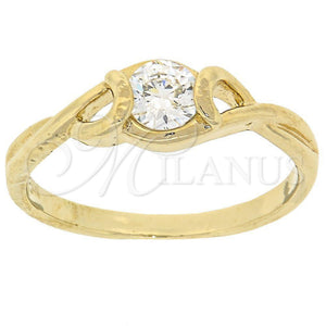 Anillo Multi Piedra 5.166.023.06 Oro Laminado, Diseño de Solitario, con Blanca Zirconia Cubica, Pulido, Tono Dorado (Size 6)