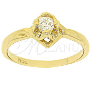 Anillo Multi Piedra 5.166.011.06 Oro Laminado, Diseño de Solitario, con Blanca Zirconia Cubica, Pulido, Tono Dorado (Size 6)