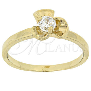 Anillo Multi Piedra 5.166.025.06 Oro Laminado, Diseño de Flor, con Blanca Zirconia Cubica, Pulido, Tono Dorado (Size 6)
