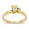 Anillo Multi Piedra 5.166.025.06 Oro Laminado, Diseño de Flor, con Blanca Zirconia Cubica, Pulido, Tono Dorado (Size 6)