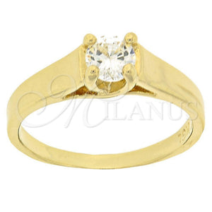 Anillo Multi Piedra 5.167.035.06 Oro Laminado, Diseño de Solitario, con Blanca Zirconia Cubica, Pulido, Tono Dorado (Size 6)
